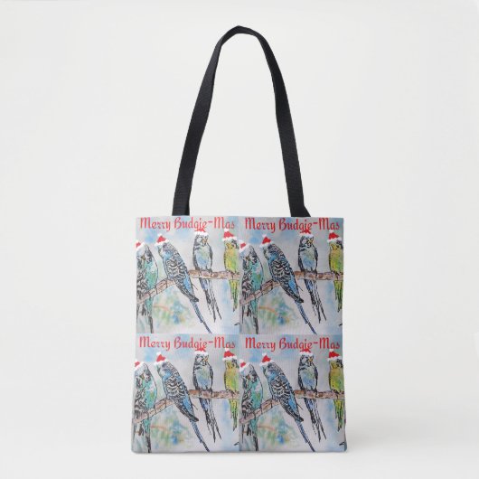 Budgie Budgies Merry Budgiemas Christmas Stocking Tote Bag (Voorkant)