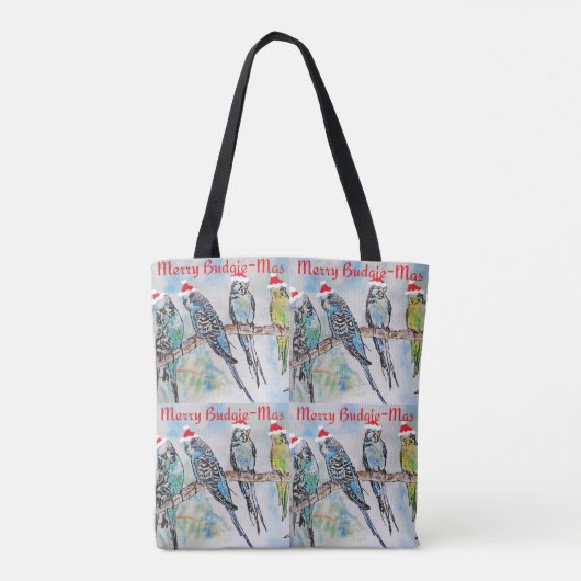 Budgie Budgies Merry Budgiemas Christmas Stocking Tote Bag (Achterkant)