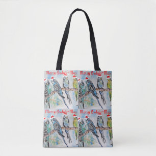 Budgie Budgies Prettig Kerstfeest Kerstsok Tote Bag