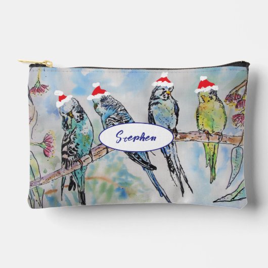 Budgie Budgies Vogel Vogels Kerstmuts Jongens Naam Etui (Voorkant)