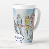 Budgie Budgies Vogel Waterverf Schilderij Vogel Ma Latte Mok (Rechterhoek)