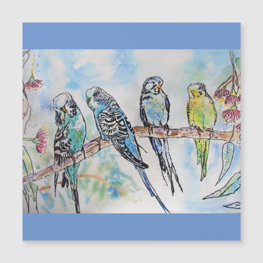 Budgie Budgies Waterverf Painting Bird Card (Voorkant)