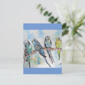 Budgie Budgies Waterverf Painting Bird Card Briefkaart (Staand voorkant)