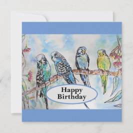 Budgie Budgies Waterverf Painting Bird Card Kaart