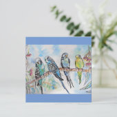 Budgie Budgies Waterverf Painting Bird Card Kaart (Staand voorkant)