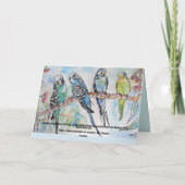 Budgie Budgies Waterverf Painting Bird Card Kaart (Achterkant)