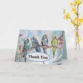 Budgie Budgies Waterverf Painting Bird Card Kaart (Gele Bloem)