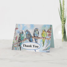 Budgie Budgies Waterverf Painting Bird Card