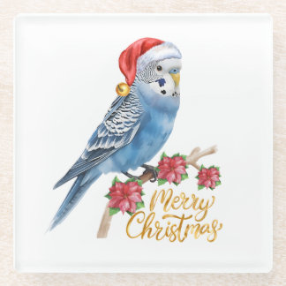 Budgie Christmas Glazen Onderzetter