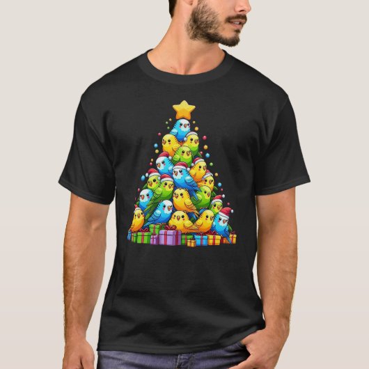 Budgie Christmas Tree Bird Christmas Cosutme Men W T-shirt (Voorkant)