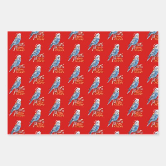 Budgie Christmas Wrapping Paper (Voorkant 2)
