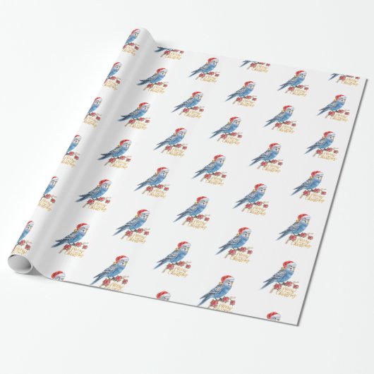 Budgie Christmas Wrapping Paper Cadeaupapier (Uitgerold)