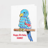 Budgie Colorful Birthday Kaart (Voorkant)