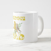 Budgie dad retro eigenaar van grappige parrot grote koffiekop (Voorkant rechts)