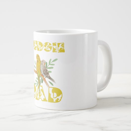 Budgie dad retro eigenaar van grappige parrot grote koffiekop (Voorkant rechts)