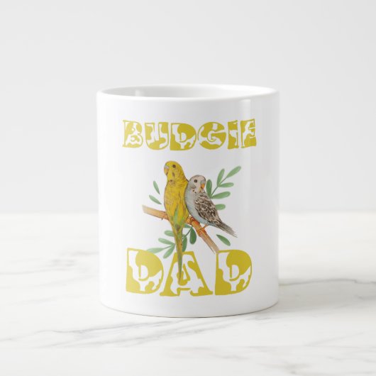 Budgie dad retro eigenaar van grappige parrot grote koffiekop (Voorkant)