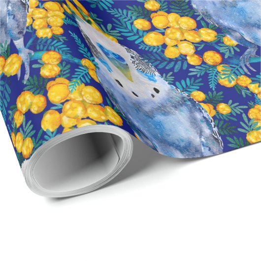 Budgie en Wattle Pattern Cadeaupapier (Rol Hoek)
