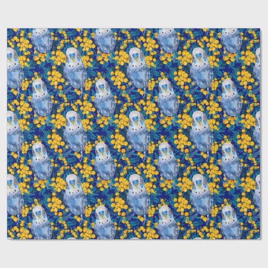Budgie en Wattle Pattern Cadeaupapier (Vlak)