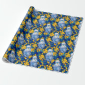 Budgie en Wattle Pattern Cadeaupapier (Uitgerold)