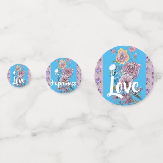 Budgie floral lila Wedding Table Confetti (Voorkanten)