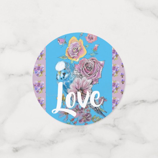 Budgie floral lila Wedding Table Confetti (Kleine voorkant)