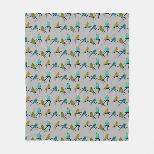 Budgie Frenzy Fleece Blanket (grijs) (Voorkant)