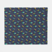 Budgie Frenzy Fleece Deken (Marineblauw) (Voorkant (Horizontaal))