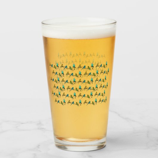 Budgie Frenzy Glass Glas (Achterkant gevuld)