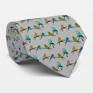 Budgie Frenzy Tie (Grey) Stropdas