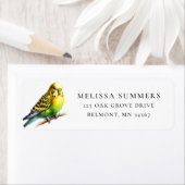 Budgie Geel en Groen Retouradreslabel Etiket (Insitu)