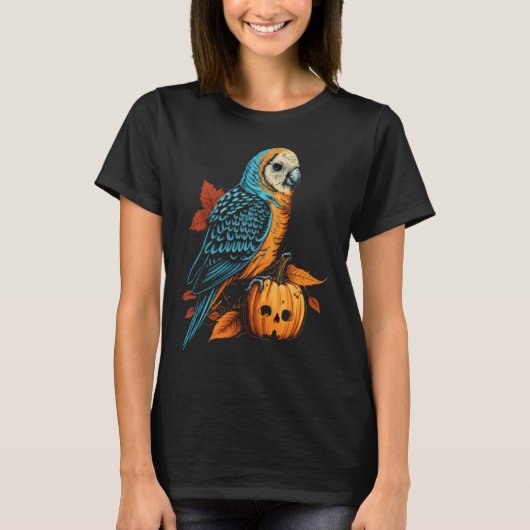 Budgie Halloween Pumpkin Budgerigar Parakeet Bird  T-shirt (Voorkant)
