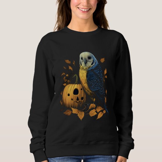 Budgie Halloween Pumpkin Budgerigar Parakeet Bird  Trui (Voorkant)