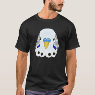 Budgie Head - White en Blue Paraket Head op Blue T-shirt