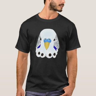 Budgie Head - White en Blue Paraket Head op Blue T-shirt