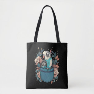 Budgie in een zak   Floral Bird Lover Tote Bag