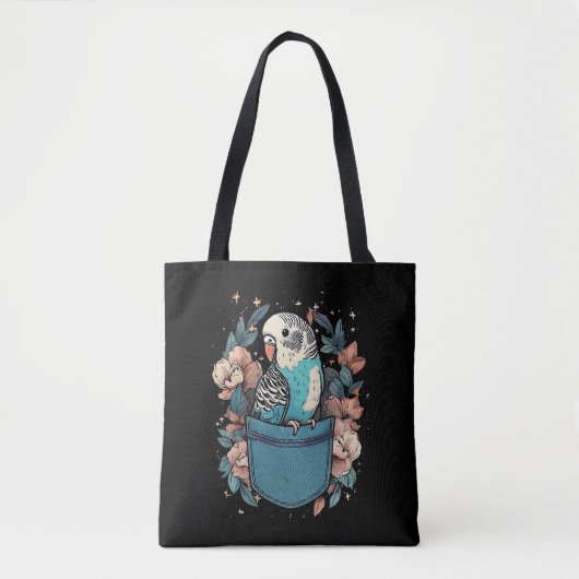 Budgie in een zak | Floral Bird Lover Tote Bag (Voorkant)