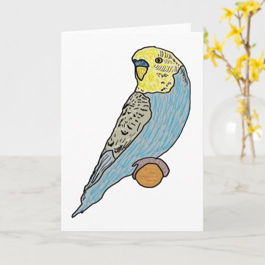 Budgie Kaart (Gele Bloem)