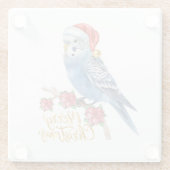 Budgie Kerstmis Glazen Onderzetter (Achterkant)