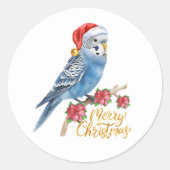 Budgie Kerstmis Ronde Sticker (Voorkant)