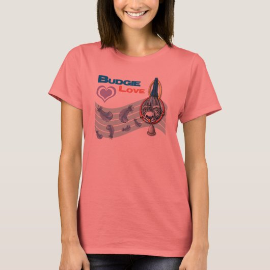 Budgie Love "Cutie" T-Shirt (lt) (Voorkant)