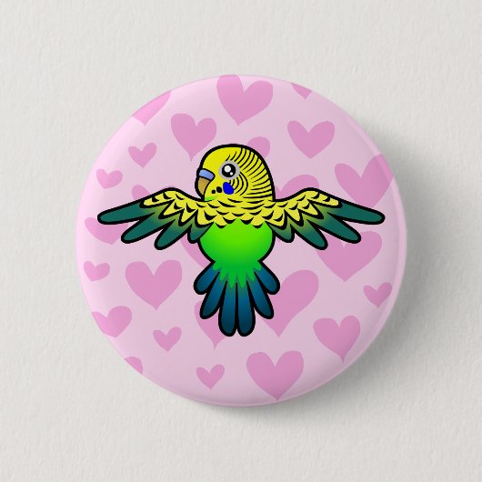 Budgie Love Ronde Button 5,7 Cm (Voorkant)