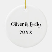 Budgie Lovebird koppel eerste kerst samen Keramisch Ornament (Achterkant)