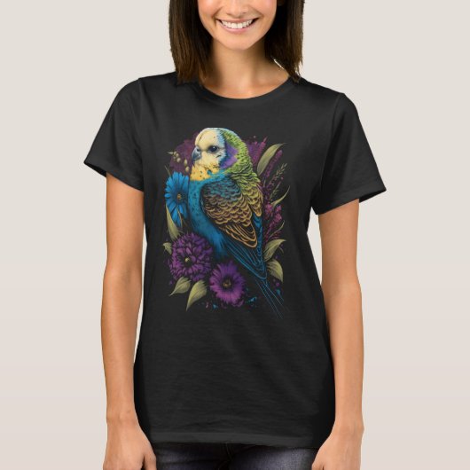 Budgie Moeder Bloem Budgerigar Parkiet Vogel Moede T-shirt (Voorkant)