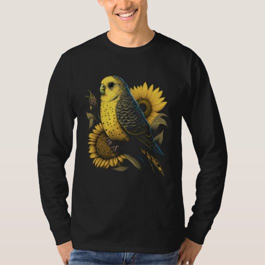 Budgie Mom Budgerigar Sunflower Parakeet Bird Moth T-shirt (Voorkant)