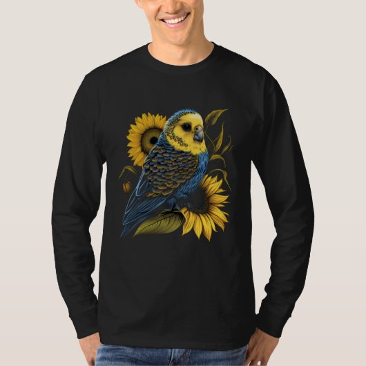 Budgie Mom Budgerigar Sunflower Parakeet Bird Moth T-shirt (Voorkant)