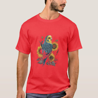 Budgie Mom Budgerigar Zonnebloem Parkiet Bird Retr T-shirt
