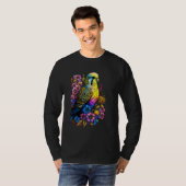 Budgie Mom Flower Budgerigar Parakeet Bird Mother  T-shirt (Voorkant volledig)