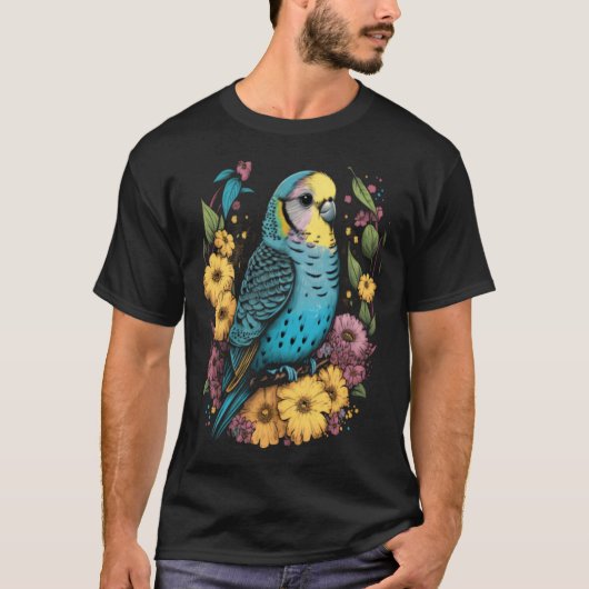 Budgie Mom Flower Budgerigar Parakeet Bird Mother  T-shirt (Voorkant)