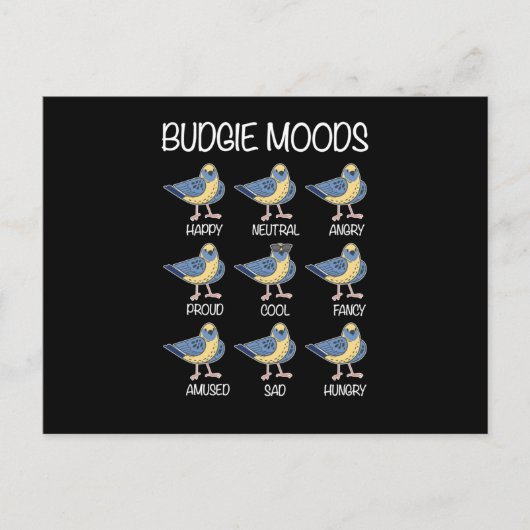 Budgie Moods Budgie Lover Bird Lover Briefkaart (Voorkant)