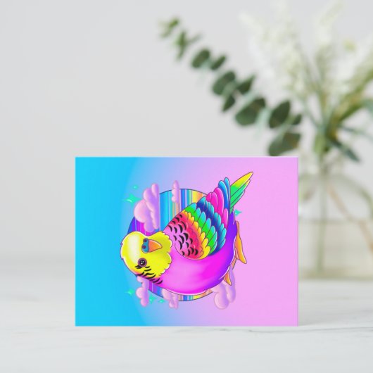 Budgie Neon Briefkaart (Staand voorkant)